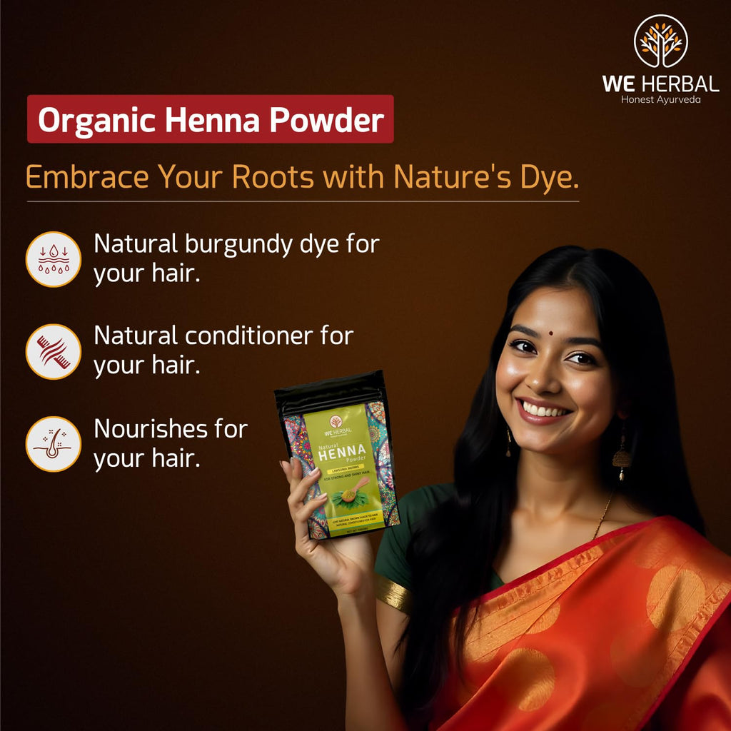 Natural Herbal Henna Powder 100g, Pure & Organic Mehndi for Hair Coloring, Conditioning, Shine & Scalp Nourishment, Healthy Scalp & Long-Lasting Colour, Natural Hair Dye & Mehendi for Soft, Shiny Hair