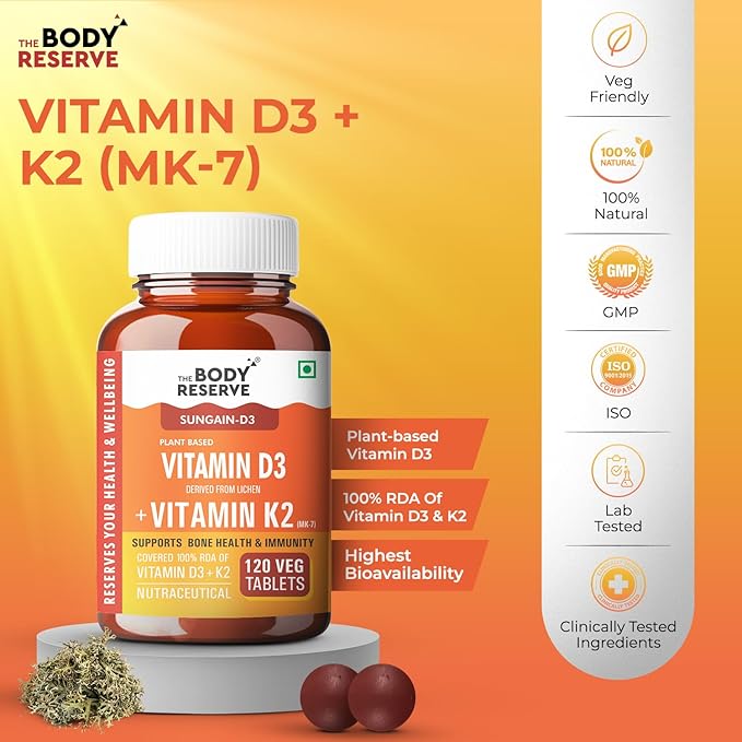 The Body Reserve Vitamin D3 K2 MK7 - 120 tabs