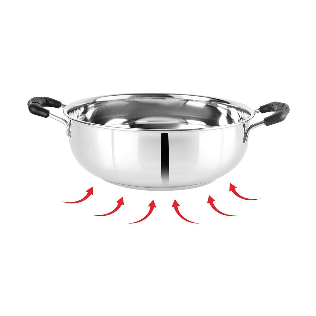 Cello Steelox Induction Compatible Stainless Steel Kadhai - 3ltr