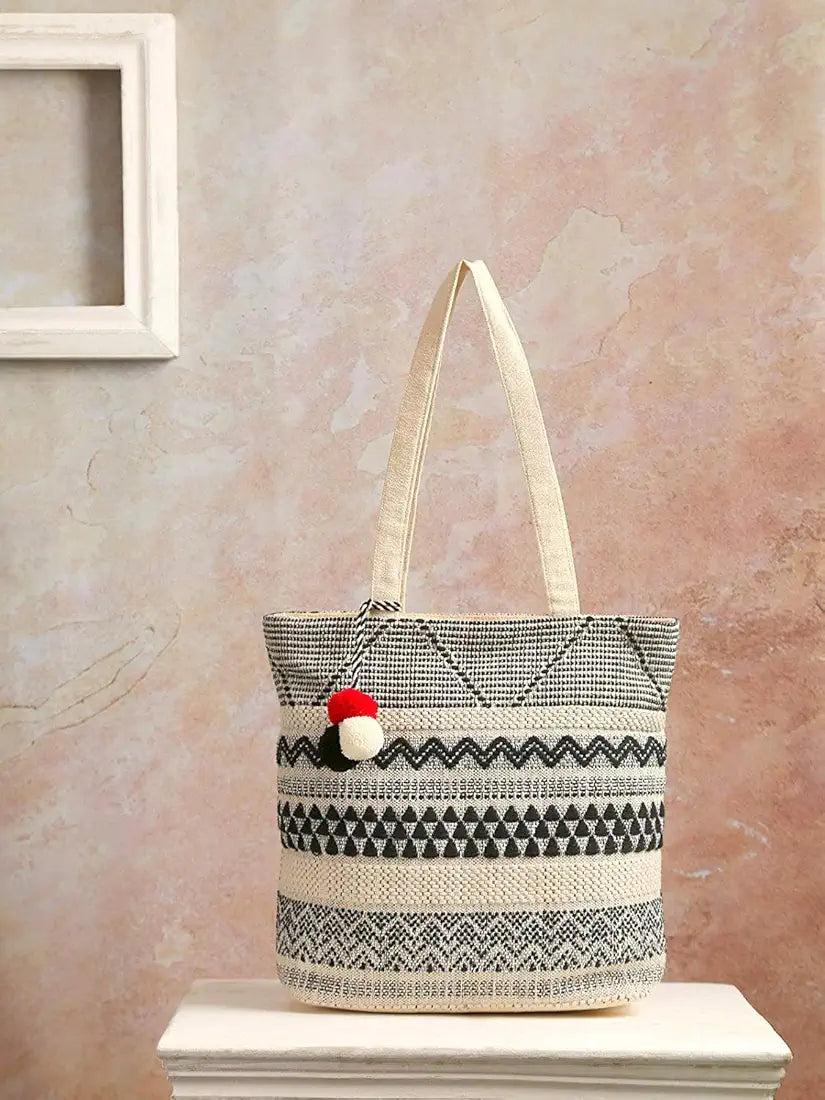 K London Alii And Aliizey Tote Bag For Women With Zip Bag Colour Cream Black