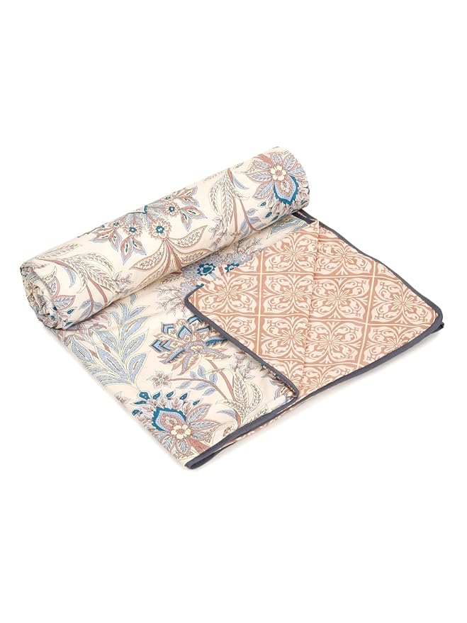 Cortina Ultra-Soft Microfiber Reversible 120 GSM Abstract Single AC Blanket Quilt Dohar | Multicolor