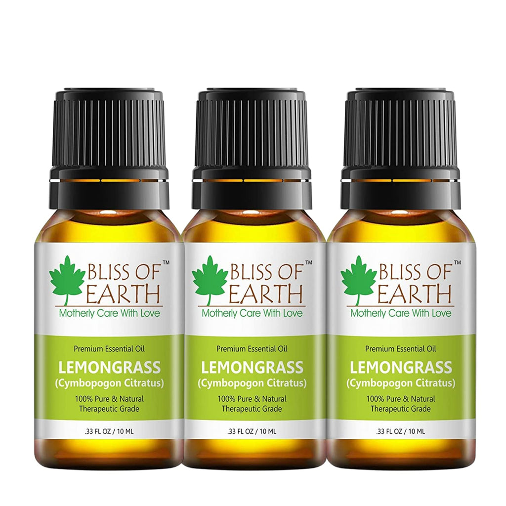 Bliss of Earth Premium Lemongrass Cymbopogon Citratus - 10 ml Each (Pack of 3)