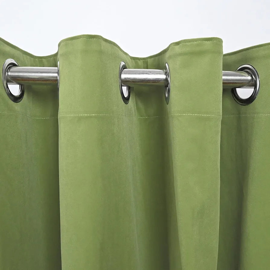 Divine Casa 7 Feet Velvet Blackout Door Curtain Luxurious Thermal Insulated & Noise Reducing Panel Room Darkening Opaque Curtain Colour Olive (Pack of 1)