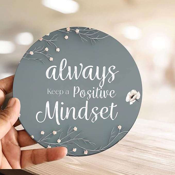 Artvibes Showpiece Idols and Figurines for Home and Office Decor | Wooden Stylish Quotes Always Keep a Positive Mindset