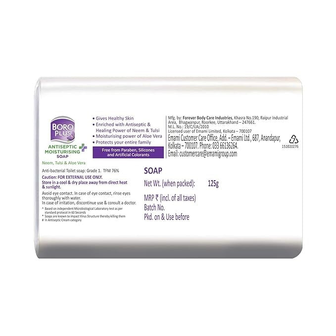 BoroPlus Antiseptic + Moisturising Soap - Neem Tulsi & Aloe Vera - 125 gms