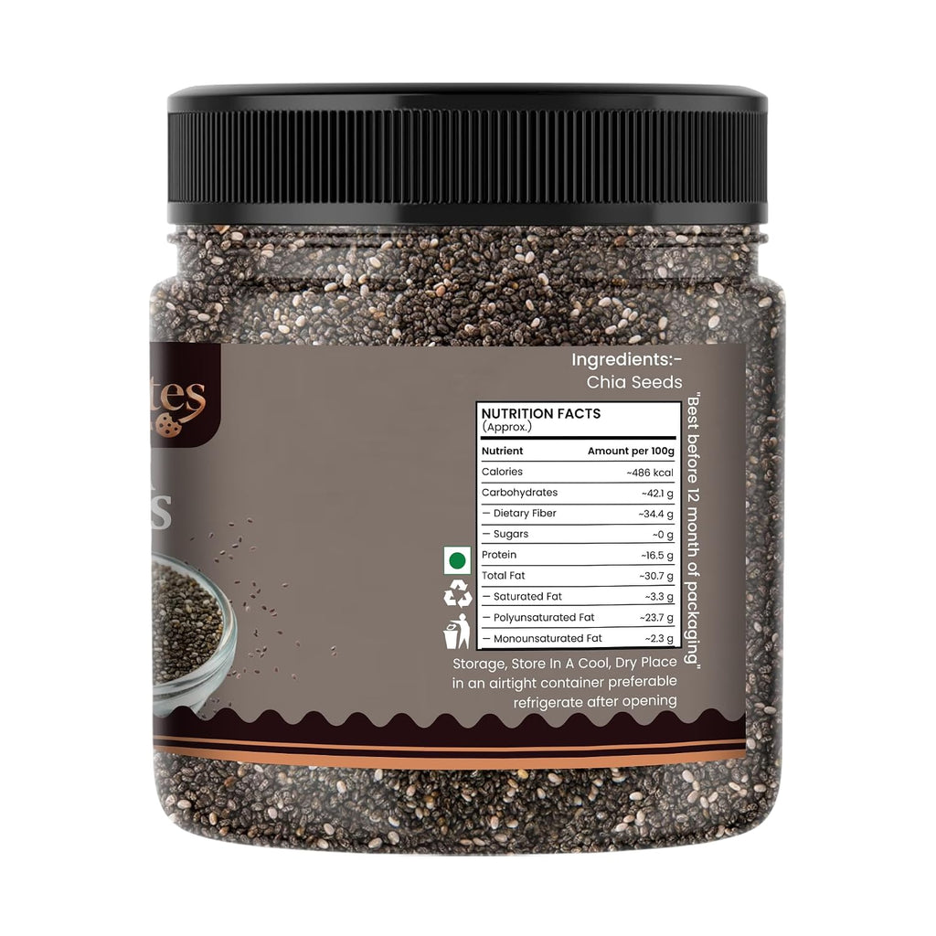 ADIBITES Chia Seeds | Fibre Rich Superfood Seeds | Omega-3 Rich Chia Seeds for Eating | Supports Weight Management & Digestion | Healthy Snack for Weight Loss & Skin Glow | Natural Super Seeds
