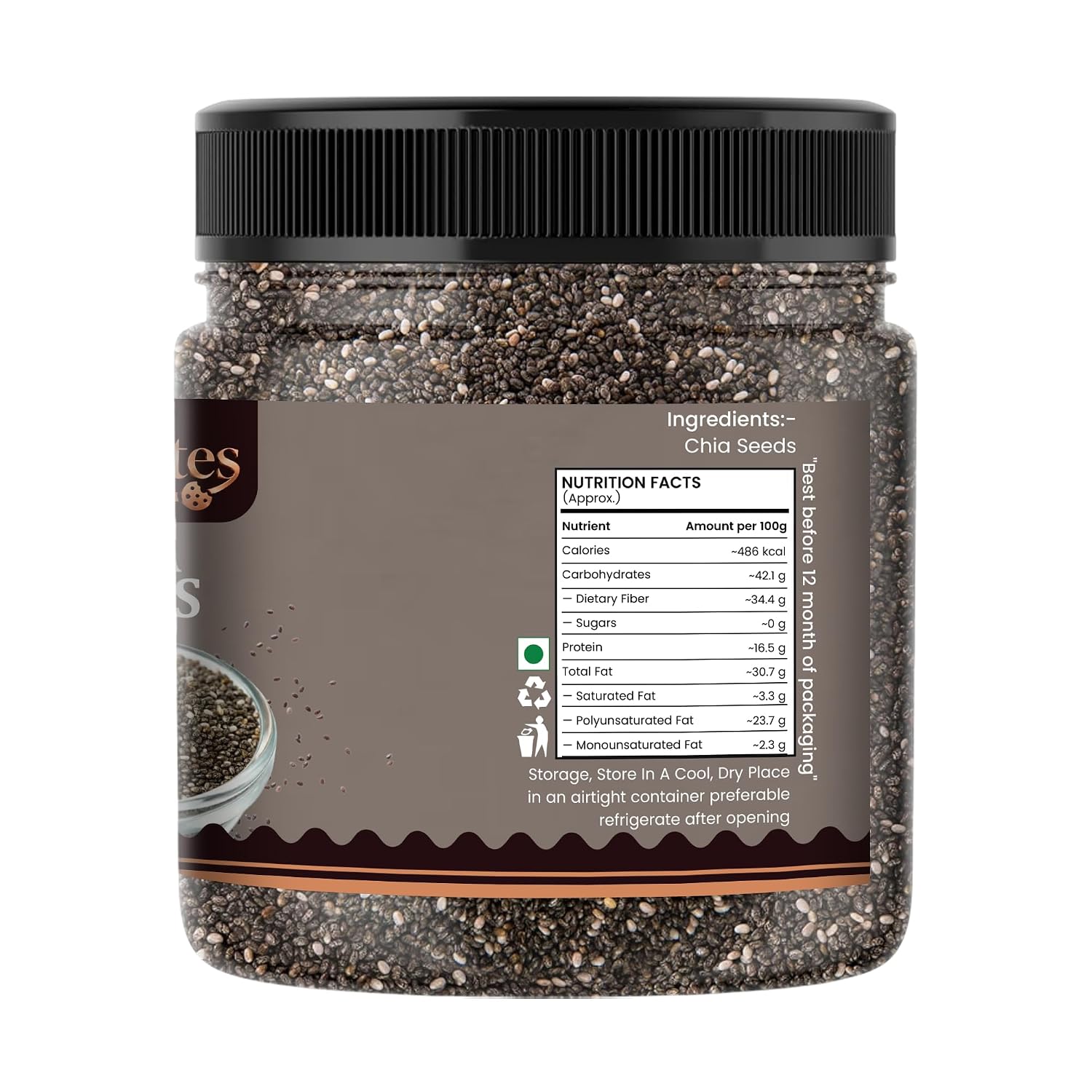 ADIBITES Chia Seeds | Fibre Rich Superfood Seeds | Omega-3 Rich Chia Seeds for Eating | Supports Weight Management & Digestion | Healthy Snack for Weight Loss & Skin Glow | Natural Super Seeds