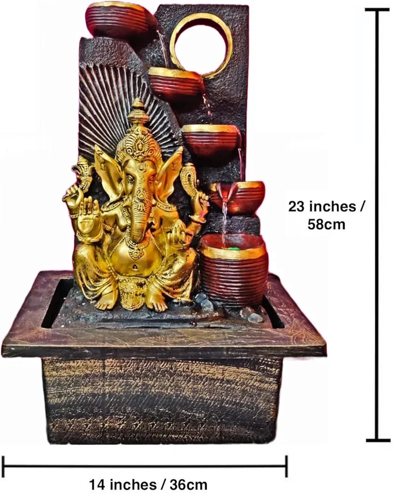 Alila Ganesha Ganesh Ji Water Fall Fountain for Home Decor Living Room 23 inches Height