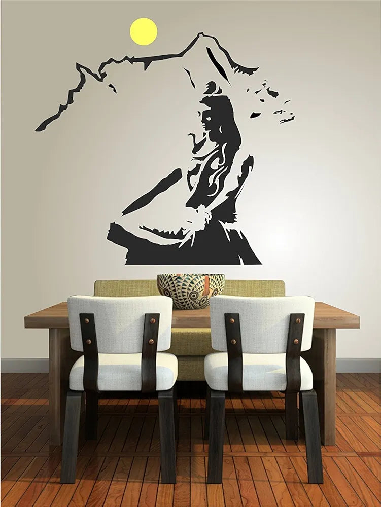 Decals Design Lord Shiva Meditating on Kailash Mountain Wall Sticker