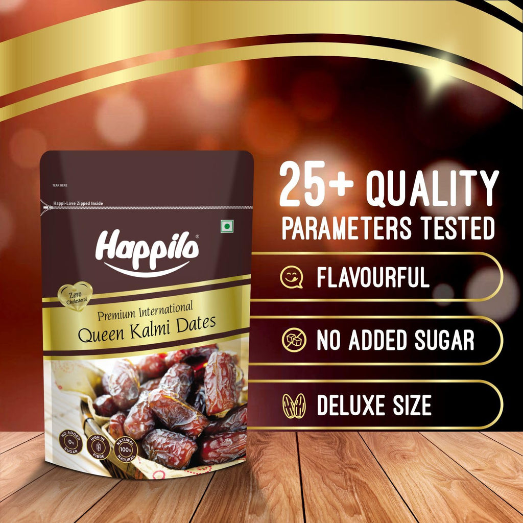 Happilo Premium International Queen Kalmi Dates 200g | Khajur, Khajoor | Dry Fruits | Dates in Fresh | Healthy Snacks | Dry Dates | Soft & Sweet | Natural Sweetness | No Preservatives