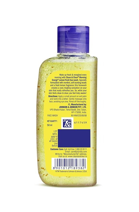 Clean & Clear Morning Energy Lemon Fresh Face Wash Yellow - 50 ml