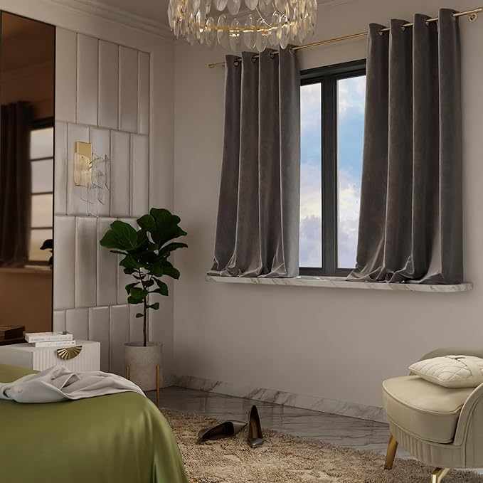 Stoa Paris Curtain for Home Single pc PatternedVelvet Curtain for Window Colour Midnight Muse