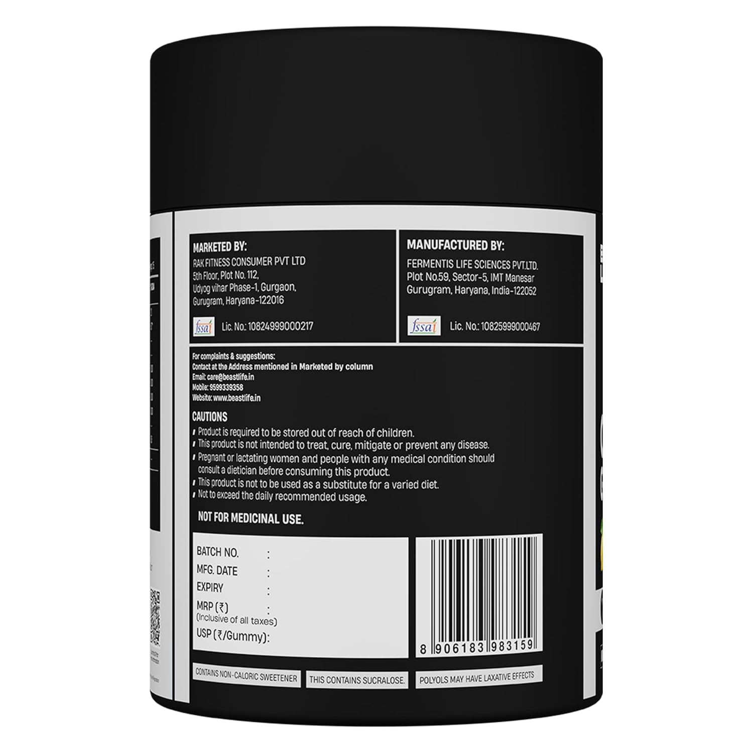 BeastLife Creatine Gummies | Lemon Flavour | 3g Creatine Monohydrate Per Serving | Boosts Energy, Strength, Endurance & Muscle Building Support | Fast Recovery | Zero Added Sugar | 30 Gummies