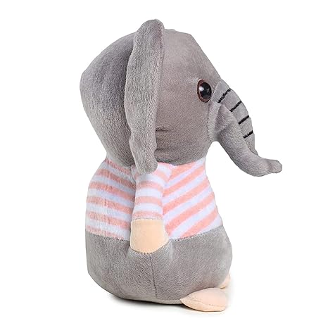 Webby Soft Animal Plush Elephant Toy 20cm Grey and Pink
