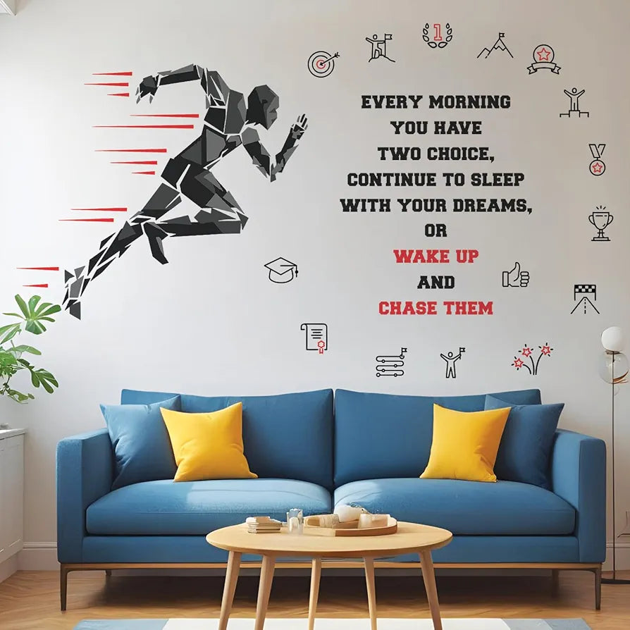 StickMe Gym Fitness Work Bodybuilding Office Sports Workout Boxing Inspiration Quotes Wall Sticker Large Black - 240 x 140 cm