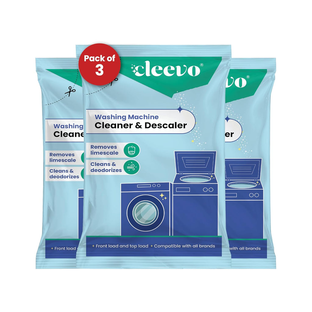 Cleevo Washing Machine Cleaner & Descaler Powder â€“ Pack of 3 | Removes Limescale, Odour & Residue | Non-Toxic, Phosphate-Free | Front & Top Load Safe