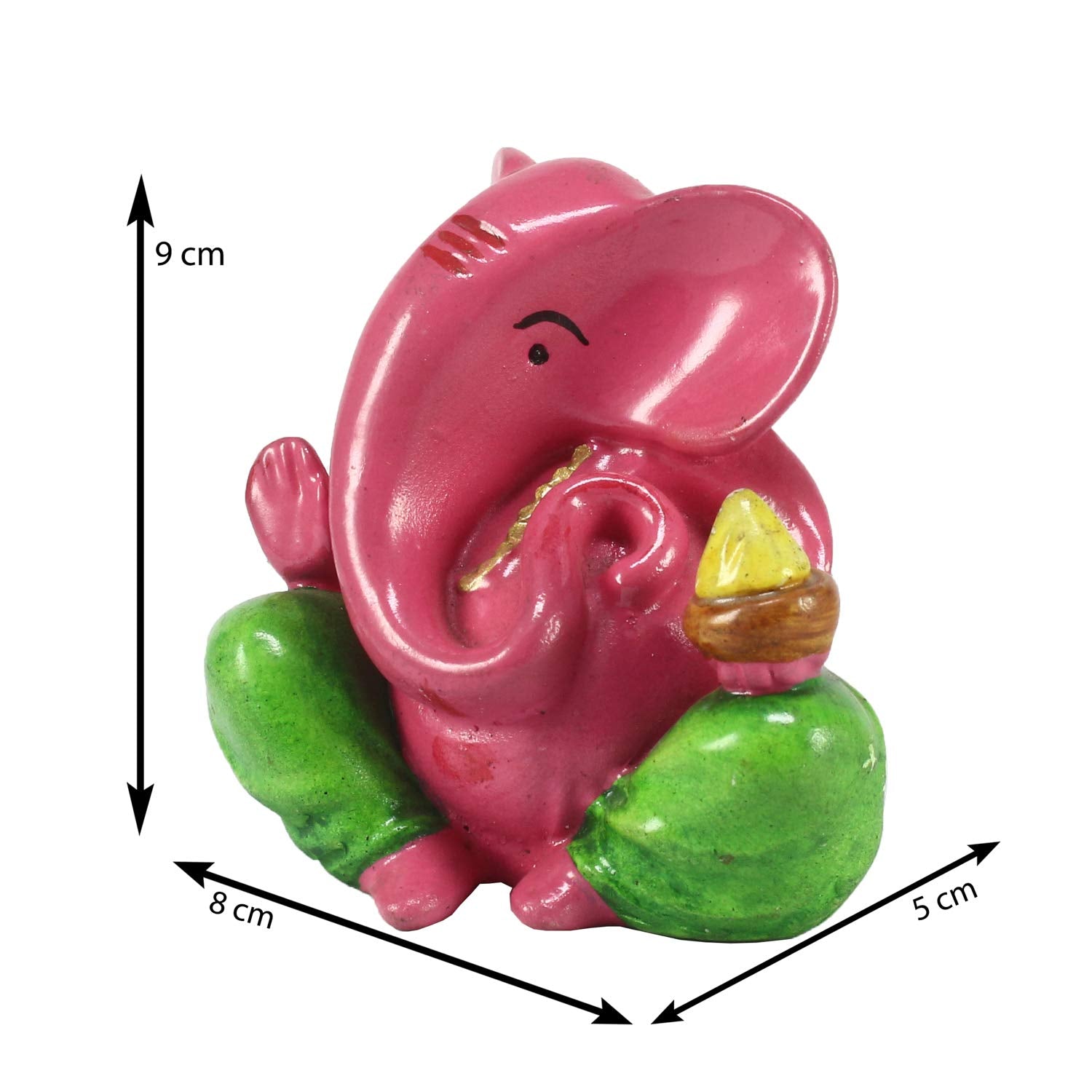 Ecraftindia 'Decorative Lord Ganesha' Showpiece | Pink and Green