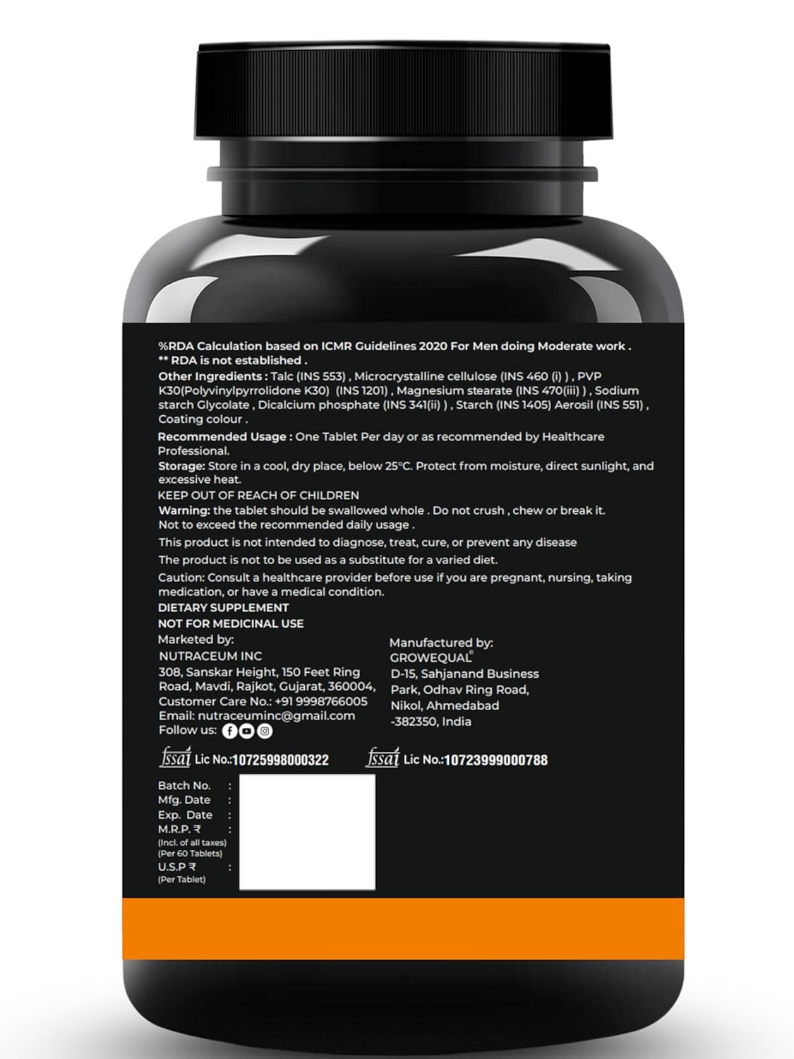 Nutrasium Multivitamin For man | for Immunity Boost, Energy, Finess, Stamina & performance |120 tablets