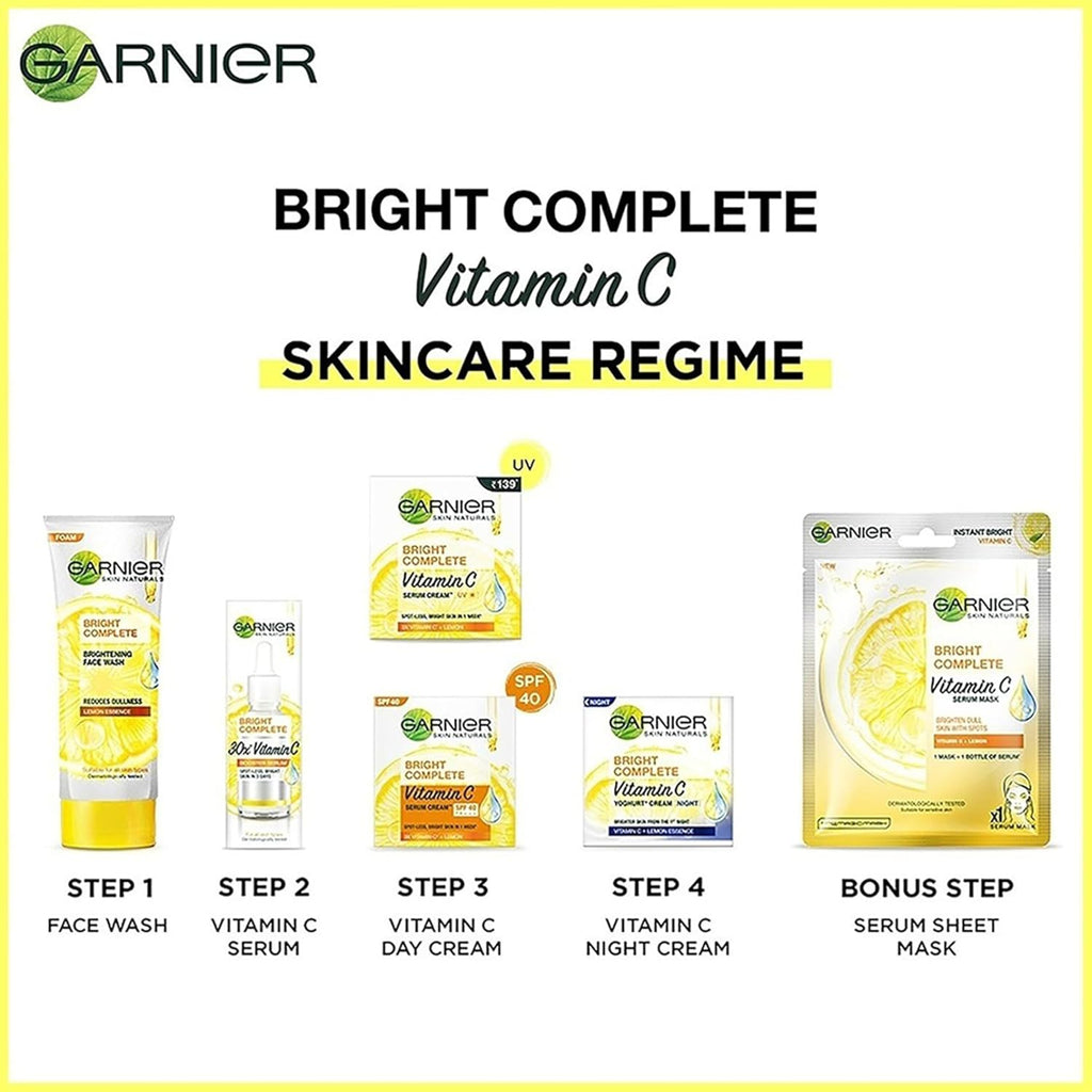 Garnier Skin Naturals, Night Cream, Anti-Dark Spots & Brightening, Bright Complete Vitamin C Yoghurt, 40 g