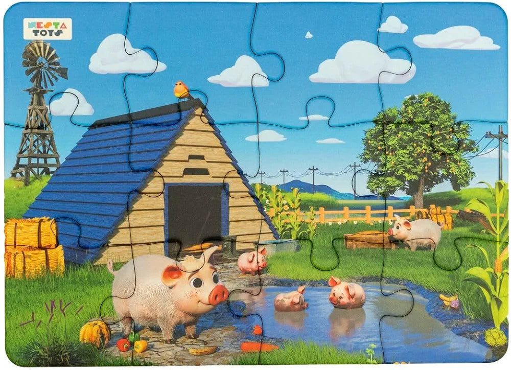Nesta Toys Floor Puzzle & Game 4 in 1 Jigsaw Puzzle | Farm Animals  | Educational Toy, Gifts for Boys & Girls Ages 2, 3, 4, 5, 6 Years | Farm Animal Toys for Kids