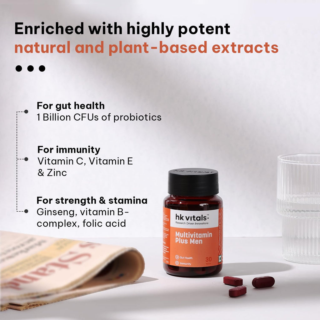 HealthKart hk vitals Multivitamin Plus Women & Men (2x30 Tablets) Combo Pack | For Energy, Immunity, Gut, Heart, Joints & Skin Health
