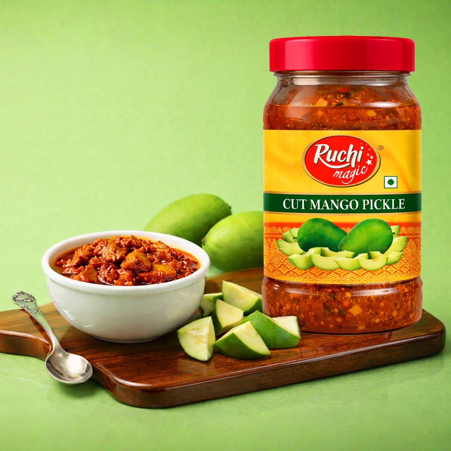 Ruchi Magic Cut Mango Pickle – Authentic South Indian Style | 65% Mango Pieces | Tangy & Spicy Traditional Taste | Perfect Addition to Indian Meals – 1 kg