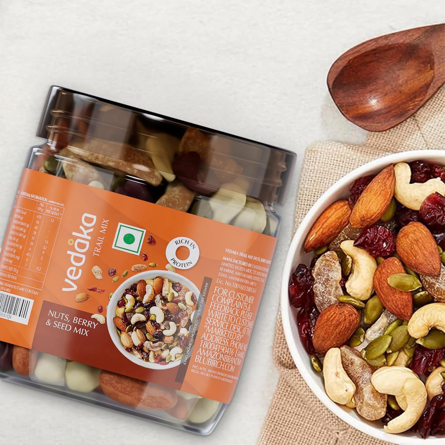 Vedaka Nuts, Berries and Seed Mix | 200 g | Almond, Cashew, Cranberry, Amla and Pumpkin Seeds | Healthy Snacking