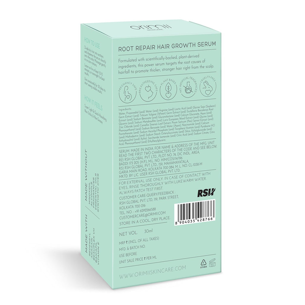 Orimii Postpartum Hair Growth Serum with Redensyl | Repairs Roots, Promotes Hair Growth & Prevents Breakage After Delivery | Lightweight, Non-Sticky & Non-Greasy | Loved by New Mamas â€“ 30ml
