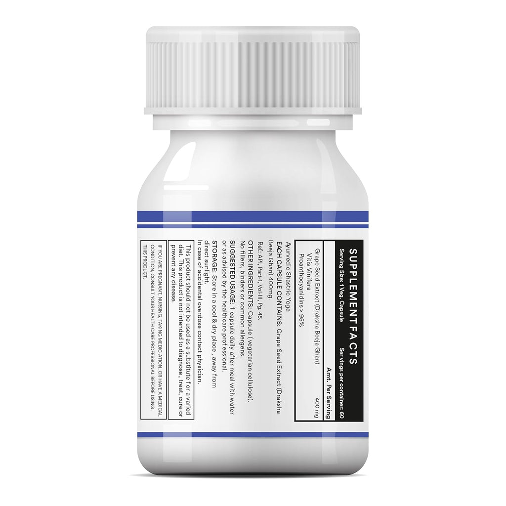 INLIFE Grape Seed Extract (Proanthocyanidins > 95%) Antioxidant, 400 mg - 60 Vegetarian Capsules (Pack of 1, 60)