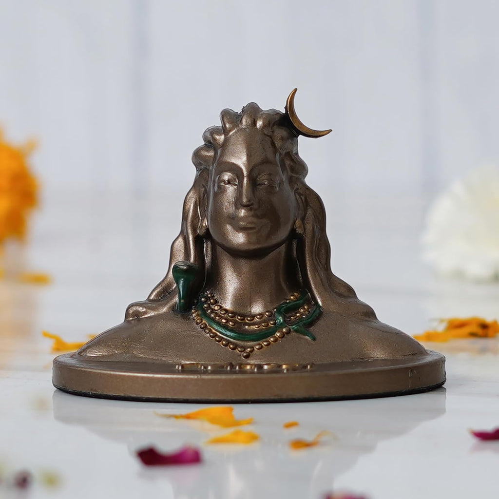 Ecraftindia Handcrafted Polyresin Bronze Adiyogi Shiva Statue | Hindu God Idol