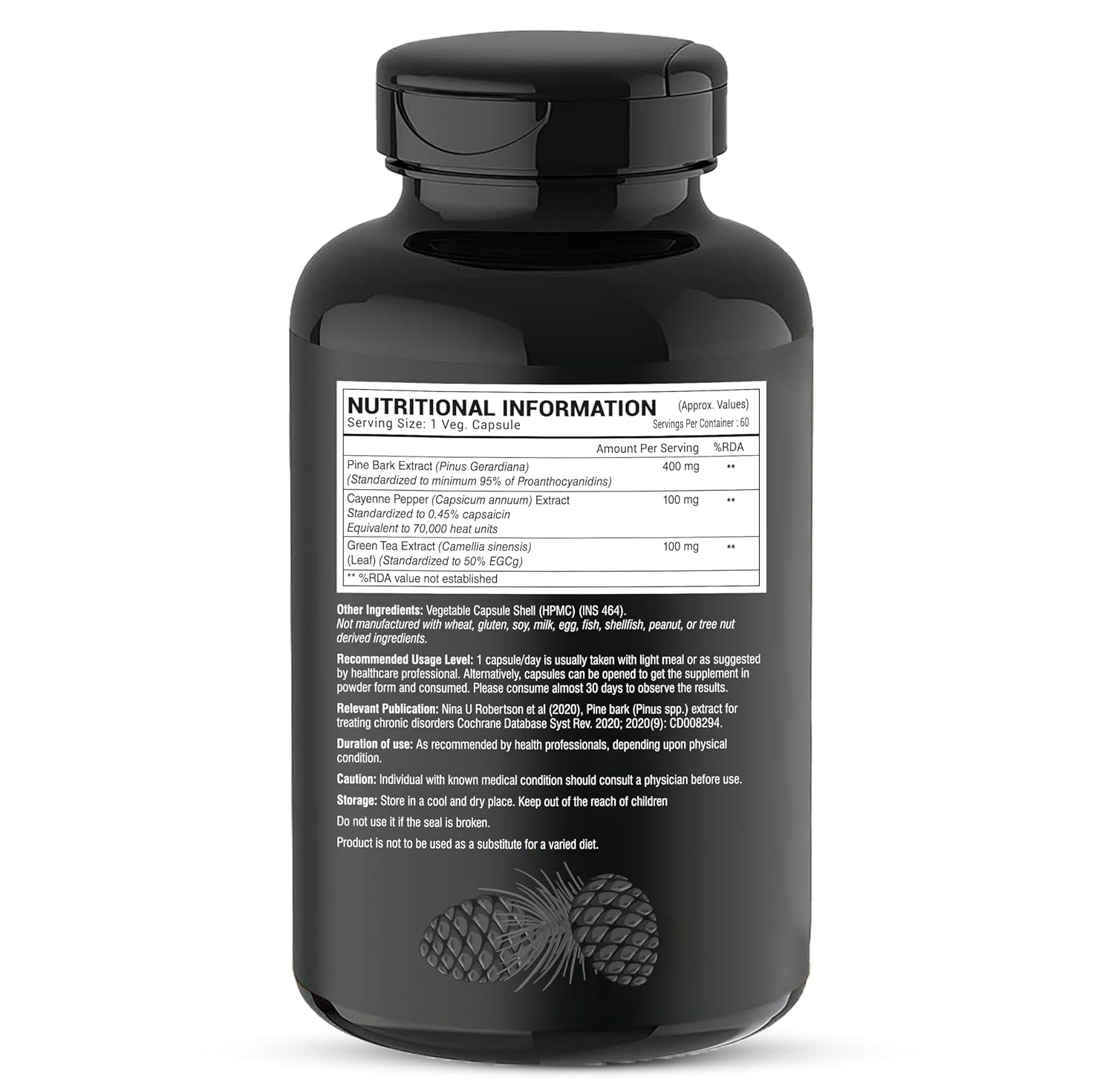 GREENDORSE Pine Bark Extract | 95% Proanthocyanidins with Green Tea Extract (50% EGCG) & Cayenne Pepper | Supports Blood Flow, Nitric Oxide & Antioxidant Defense | Premium Circulatory Formula | 60 Veg Capsules