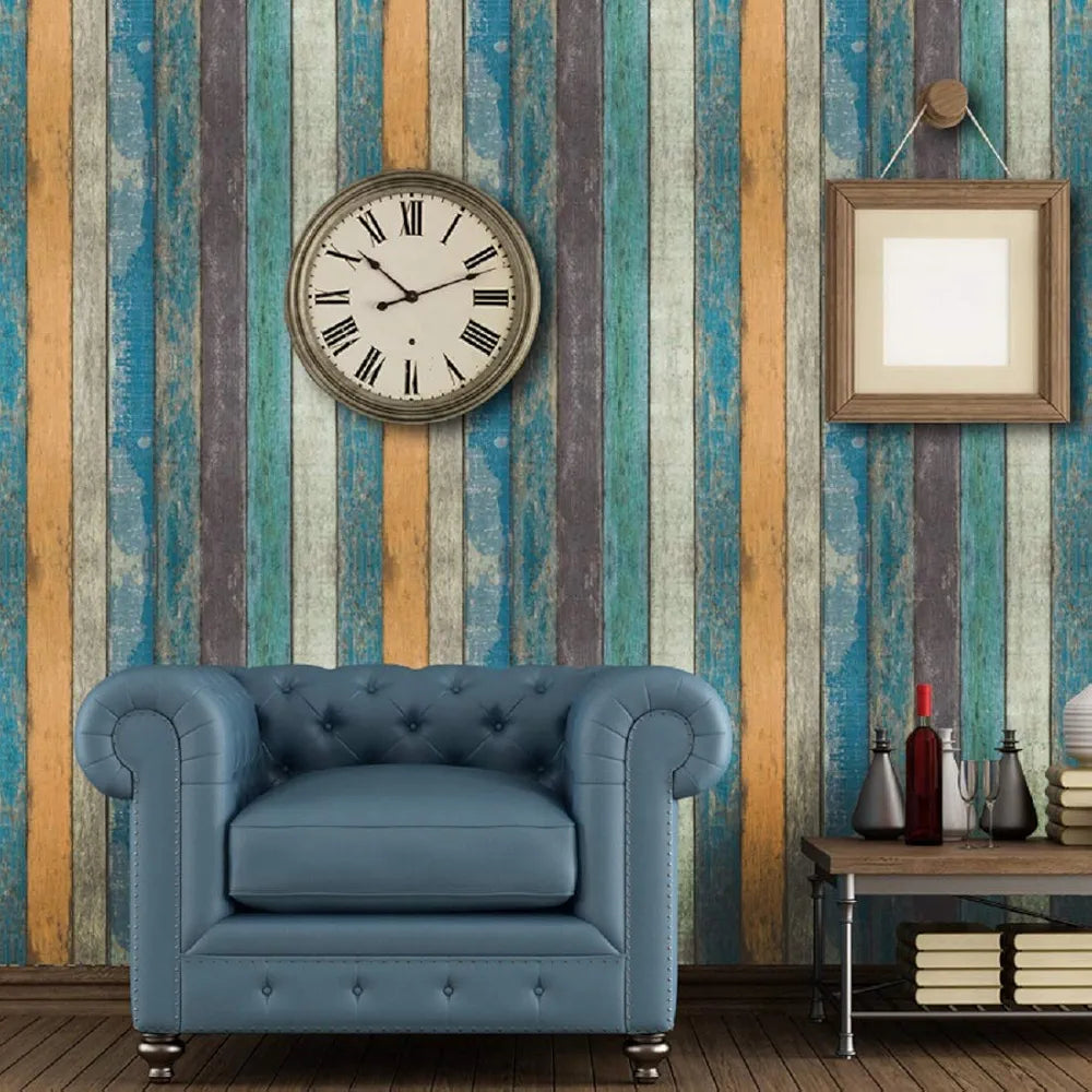 Jaamso Royals New Simulation Retro Striped Peel and Stick Self Adhesive Wallpaper Multicolour Wallpaper 11