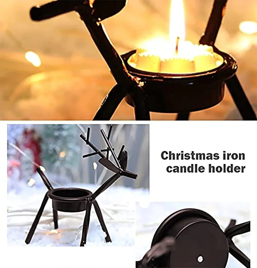 The Purple Tree Cast Iron Christmas Reindeer Tealight Holder Pack of 2