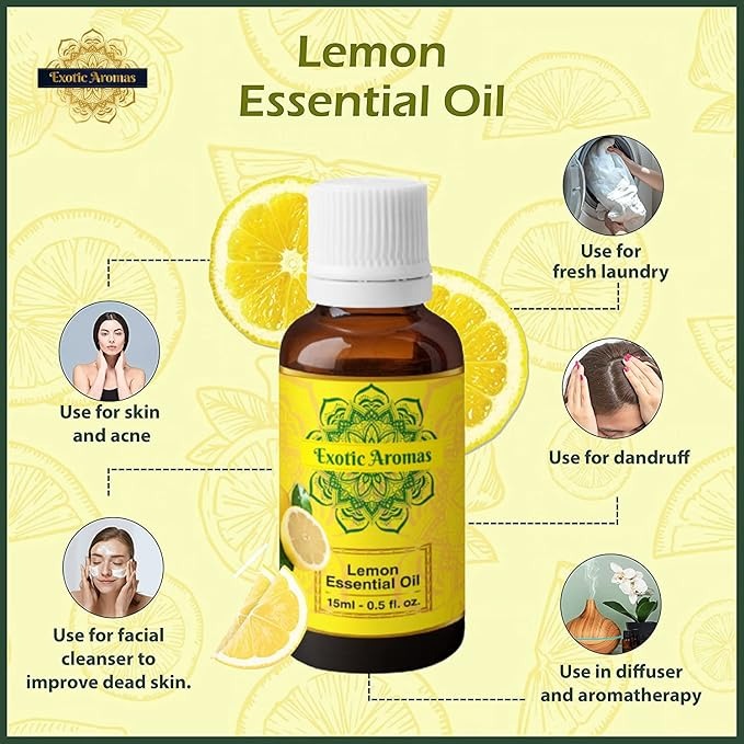 Exotic Aromas Lemon Essential Oil - 15 ml (Pack of 2)