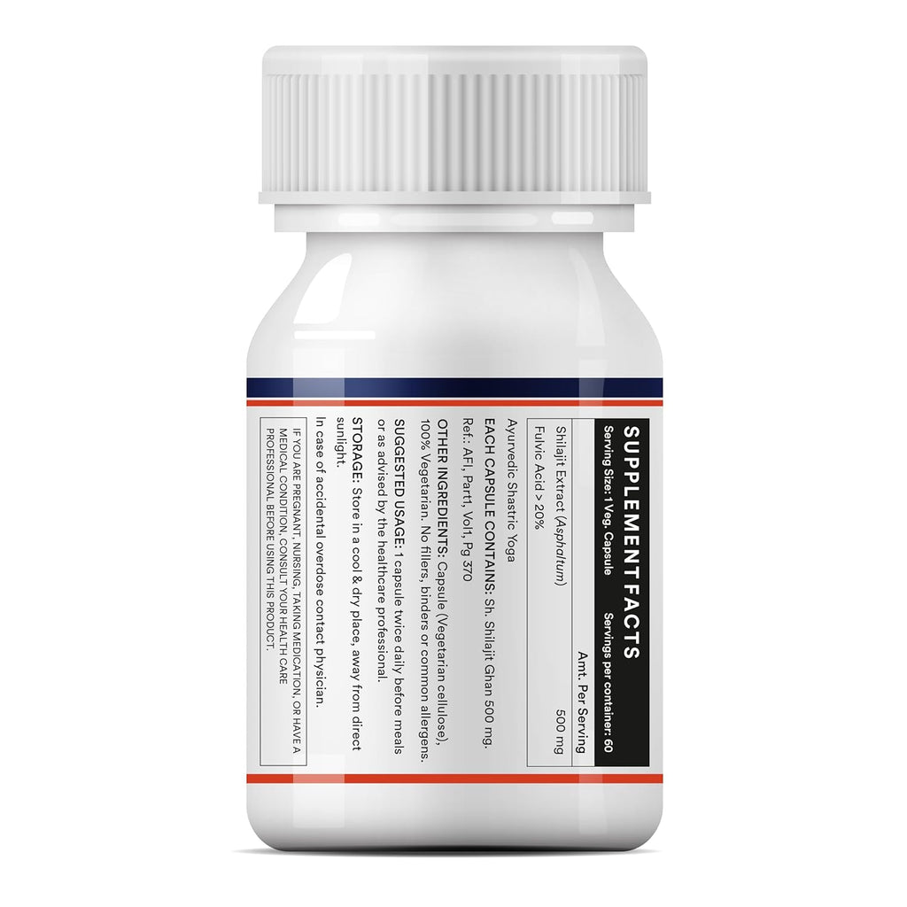 INLIFE Pure Shilajit Extract Supplement for Men | Strength and Stamina, 500mg - 60 Vegetarian Capsules