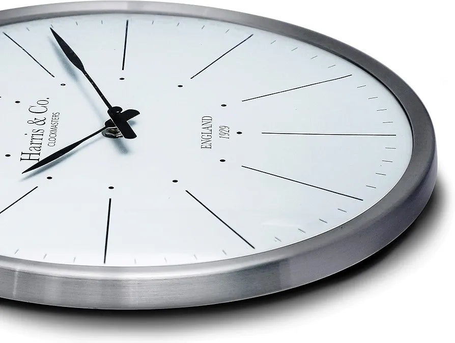 Harris & Co. Clockmasters Premium Luxury Analog Wall Clock Minimalist Design - 13 Inch