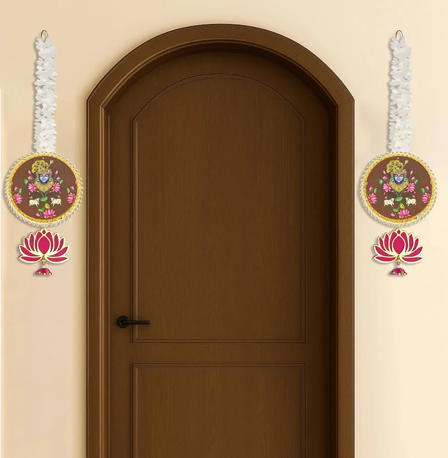 Handmade Artificial Shree Nath Ji Decorative Hanging with Lotus & Garland Set of 6