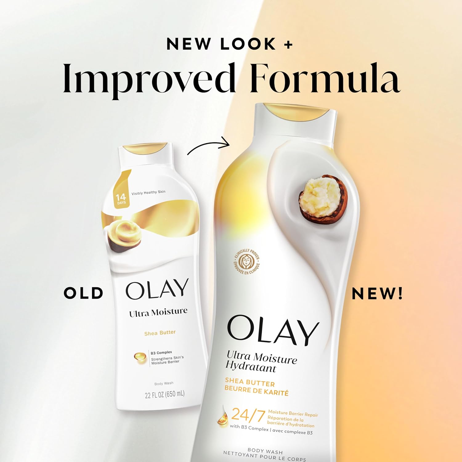 Olay Body Wash for Women, Ultra Moisture, 24hr Moisturizing, Hydrating & Refreshing, B3 Vitamin Complex, Free of Parabens & Phthalates, For All Skin Types, Shea Butter Scent, 650ml
