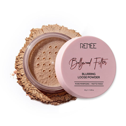 RENEE Bollywood Filter Pore Blurring Loose Powder For Face - Warm Silk|Matte Finish, Sets Makeup, Blurs Pores, Controls Shine | For All Skin Types | 10g
