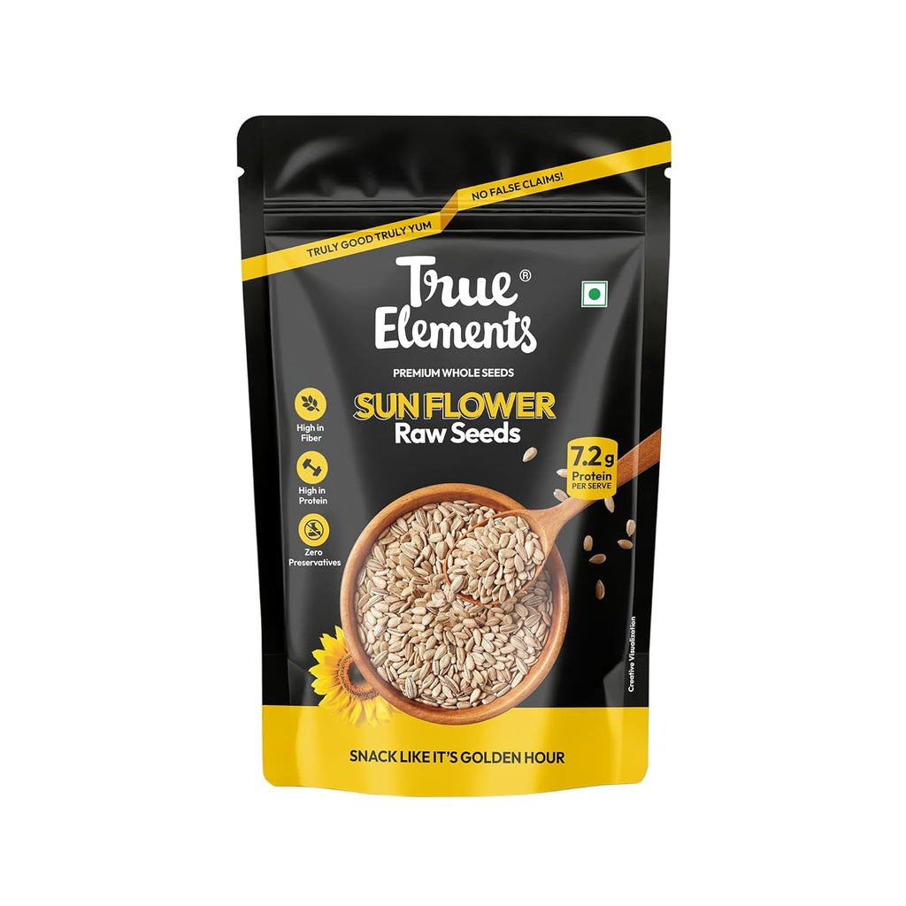 True Elements Sunflower Seeds 500g - Healthy Snack | Raw Seeds for Eating | Fibre Rich Seeds