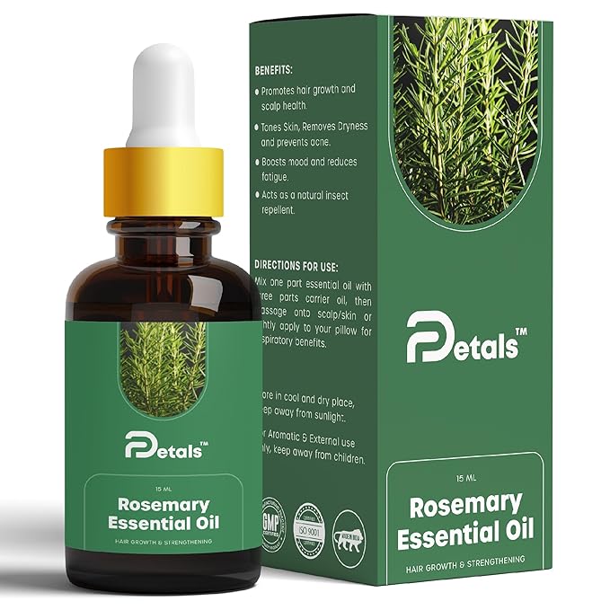 DPetals Rosemary Essential Oil for Balance Wellness Relaxation Hair & Scalp Care - 15 ml