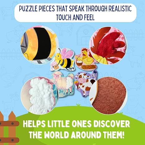 PepPlay My First Touch And Feel Puzzle Farm Animal Three Piece Puzzle Learning For Toddlers