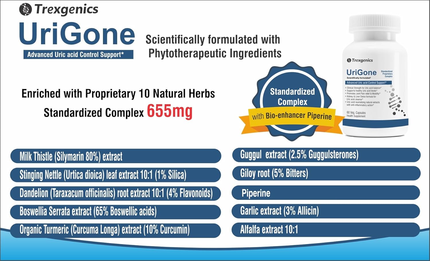 Trexgenics URIGONE Advanced Uric acid Support Proprietary Natural Formula(60 Veg caps) (1)