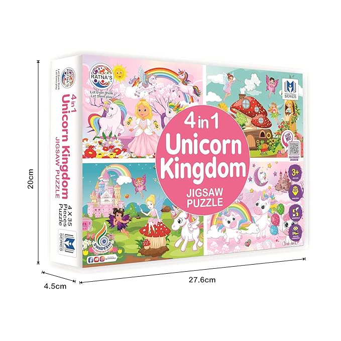 Ratna's4 in 1 Unicorn Kingdom Jigsaw Puzzle for Kids | A Perfect Jigsaw Puzzle for Little Hands | 35 Pieces