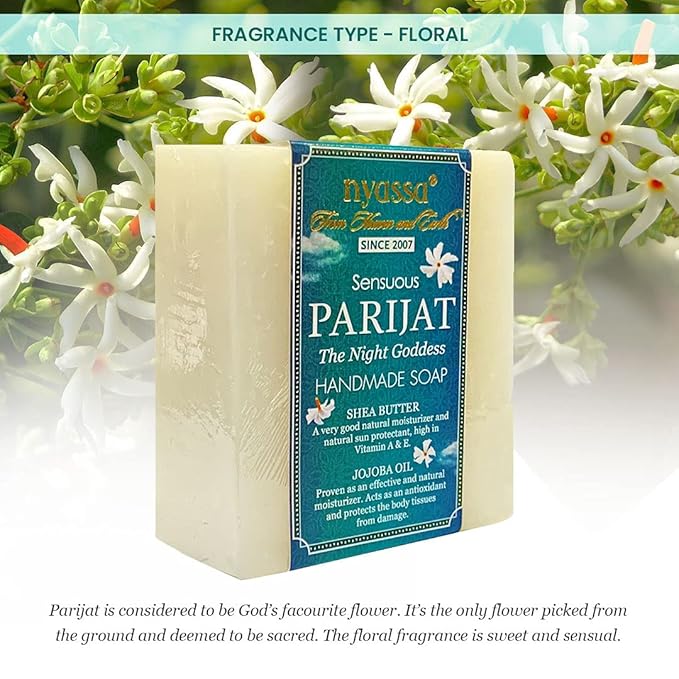 Nyassa Luxurious Parijat Handmade Natural Bathing Soap - 150 Gms