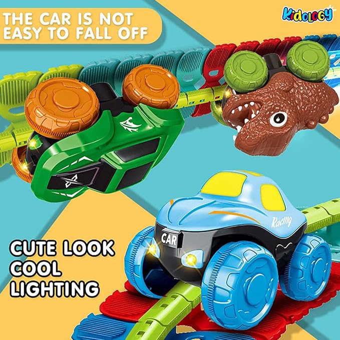 Kidology Dinosaur Car Race Tracks Toy for Kids Color-Variable Race Track Toy 145 pc
