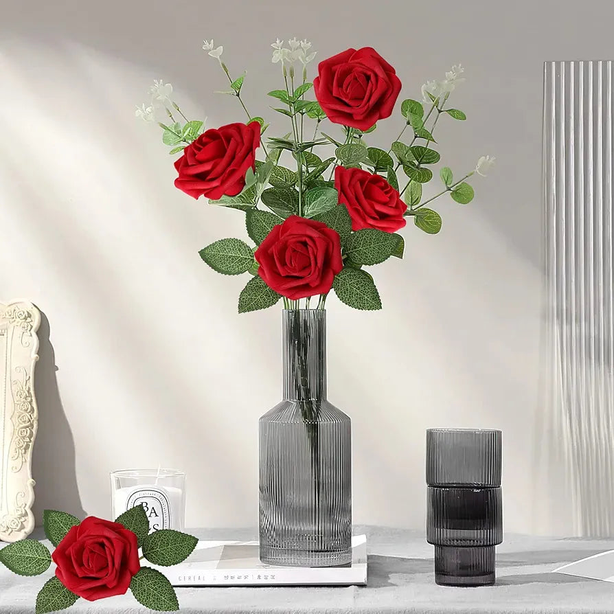 Pack of 50 Real Looking Artificial Roses w/Stem