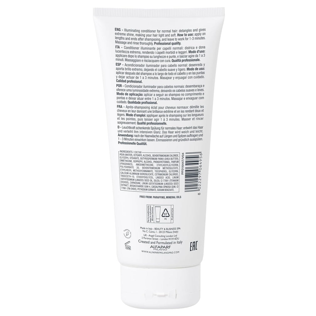 Alfaparf Milano Diamond Hair Conditioner - Provides Instant Shine & Gloss to your Hair - For Normal, Wavy, Straight Hair, Safe on Color Treated Hair - Sulfate, Paraben and Paraffin Free (200ml)