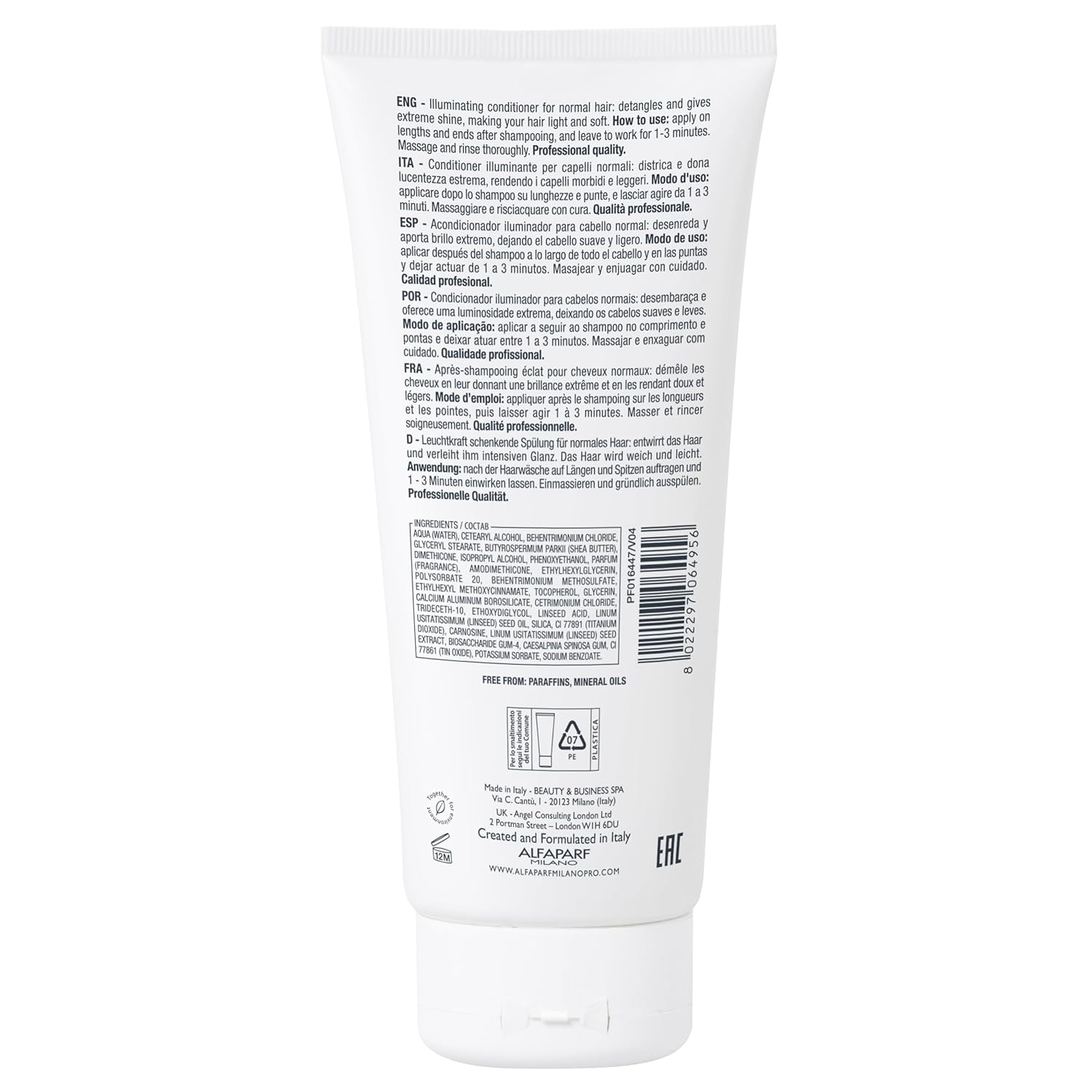Alfaparf Milano Diamond Hair Conditioner - Provides Instant Shine & Gloss to your Hair - For Normal, Wavy, Straight Hair, Safe on Color Treated Hair - Sulfate, Paraben and Paraffin Free (200ml)