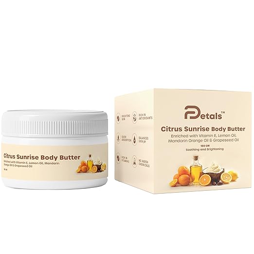 DPetals Citrus Sunrise Body Butter Enriched with Vitamin E - 180 gms